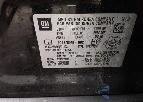 2019 Buick Encore Awd Sport Touring z USA, uszkodzony, nr VIN KL4CJ2SB0KB871003